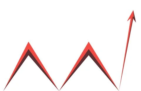 Red arrow graph on white background Stock Illustration