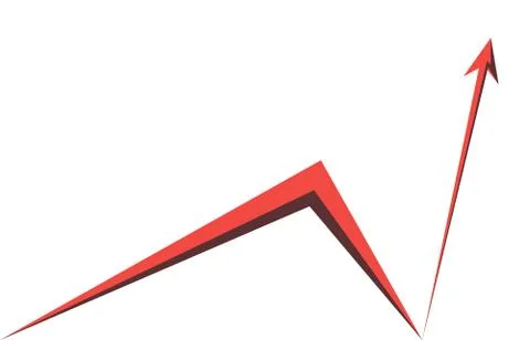 Red arrow graph on white background Stock Illustration