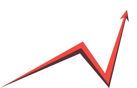 Red arrow graph on white background Stock Illustration