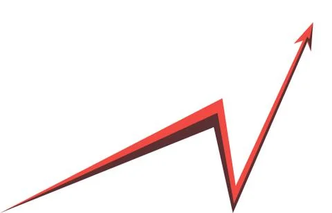 Red arrow graph on white background Stock Illustration