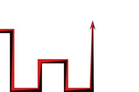 Red arrow graph on white background Stock Illustration