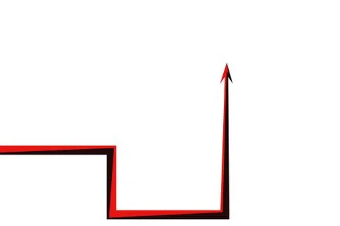 Red arrow graph on white background Stock Illustration