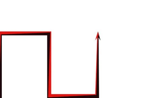 Red arrow graph on white background Stock Illustration
