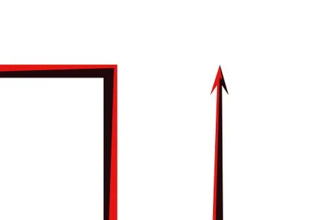 Red arrow graph on white background Stock Illustration