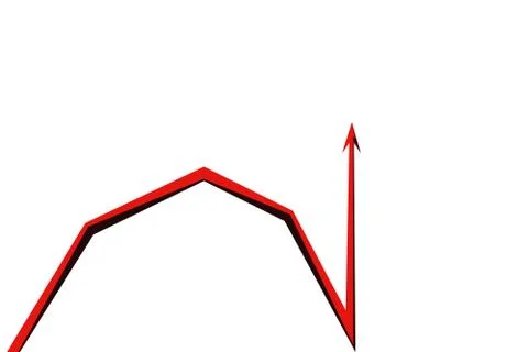 Red arrow graph on white background Stock Illustration
