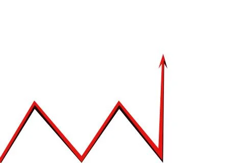Red arrow graph on white background Stock Illustration
