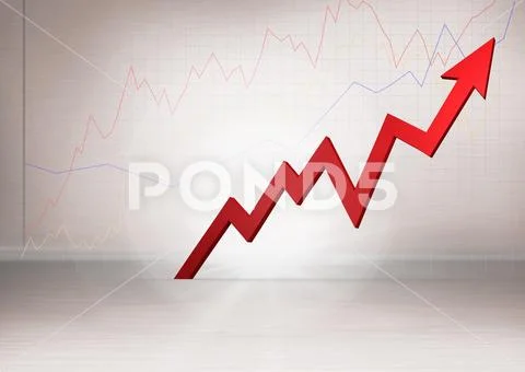 Red arrow with graphs Stock Illustration