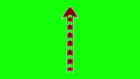 A red arrow on green screen and candy cane animated chromakey background depth Stock Footage 345498006