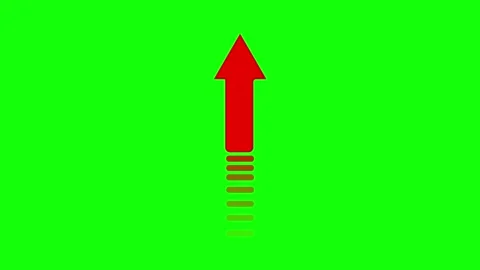 A red arrow on green screen and with pointing up animated chromakey background Stock Footage 345498136
