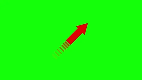 A red arrow on green screen and animated chromakey background gesture layers Stock Footage 345498140