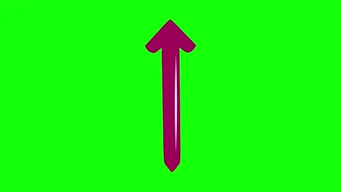 A red arrow on green screen and animated chromakey background creative emotion Stock Footage 345498145