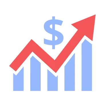 Red arrow growing over bar chart making profit with dollar symbol Ilustración de archivo