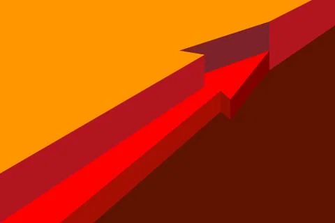 Red arrow hidden in layers isometry, visual aid in section Stock Illustration