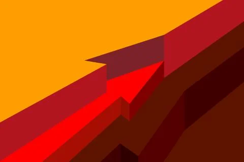 Red arrow hidden in layers isometry, visual aid in section Stock Illustration