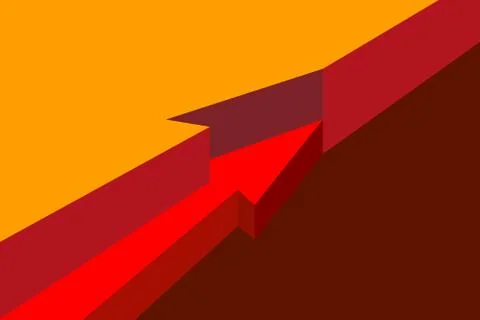 Red arrow hidden in layers isometry, visual aid in section Stock Illustration