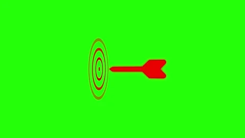 Red arrow hitting bulls eye on target board motion graphic green screen bac.. Stock Footage 333032329