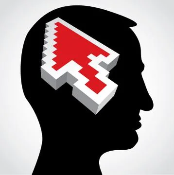 Red arrow in a human head Stock Illustration