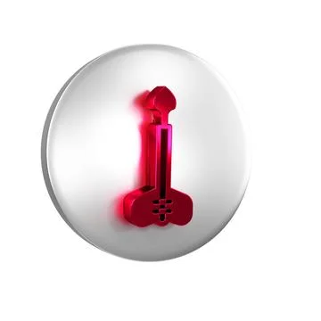Red Arrow icon isolated on transparent background. Silver circle button. Stock Illustration