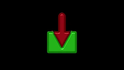 Red Arrow Icon Pointing Down into Green Box Against animated Black Backgrou.. Stock Footage 332706495