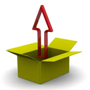The red arrow indicates the direction "out of the box" Illustration