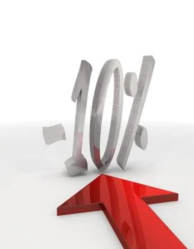 Red arrow isolated creative icon -10 percent discount Stock Illustration