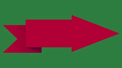 Red arrow the letter k isolated on green screen background Vídeos de archivo 336969319