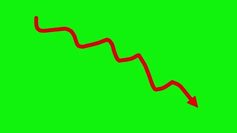 Red arrow line decreasing down side animation on green screen 库存影片 315737623