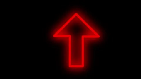 Red up arrow line drawing animation with flickering effect Stock Footage 287196792