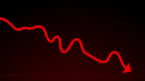 Red arrow is making downfall Stock Footage 327929428