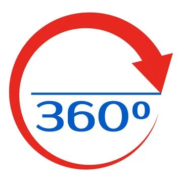 Red arrow making full circle 360 degrees rotation Illustrazione stock