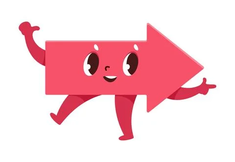 Red arrow math shape cartoon funny character Ilustración de archivo