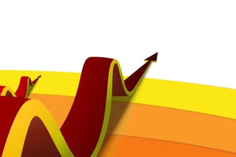 Red arrow moving forward on a yellow background Stock Illustration