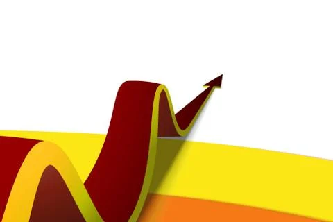 Red arrow moving forward on a yellow background Stock Illustration