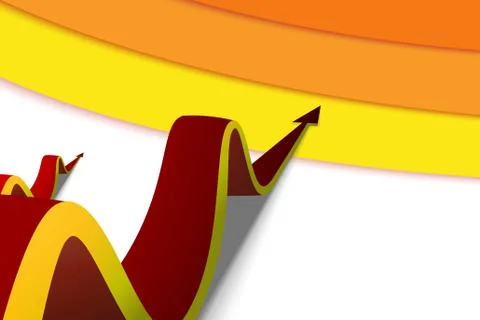 Red arrow moving forward on a yellow background Stock Illustration