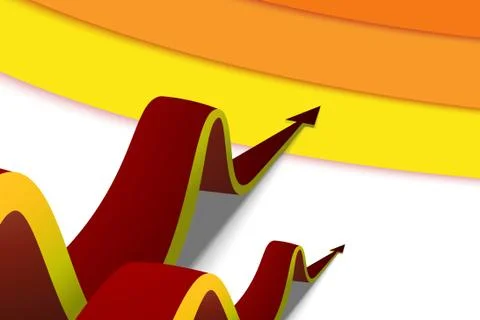 Red arrow moving forward on a yellow background Stock Illustration