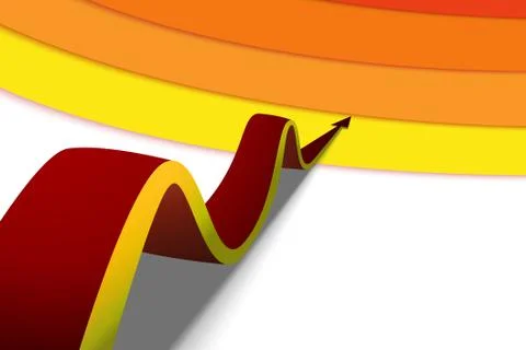 Red arrow moving forward on a yellow background Stock Illustration