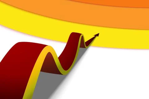Red arrow moving forward on a yellow background Stock Illustration