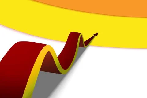 Red arrow moving forward on a yellow background Stock Illustration