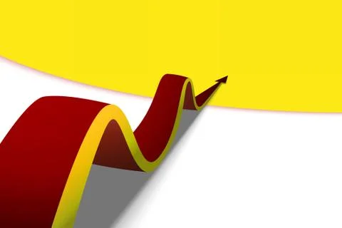 Red arrow moving forward on a yellow background Stock Illustration