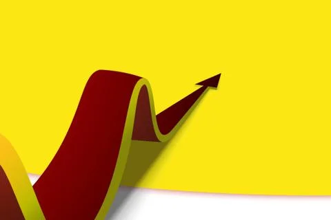 Red arrow moving forward on a yellow background Stock Illustration