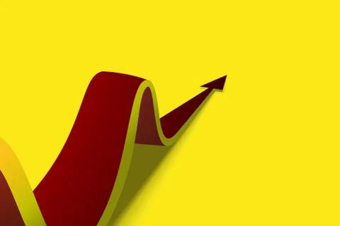Red arrow moving forward on a yellow background Stock Illustration