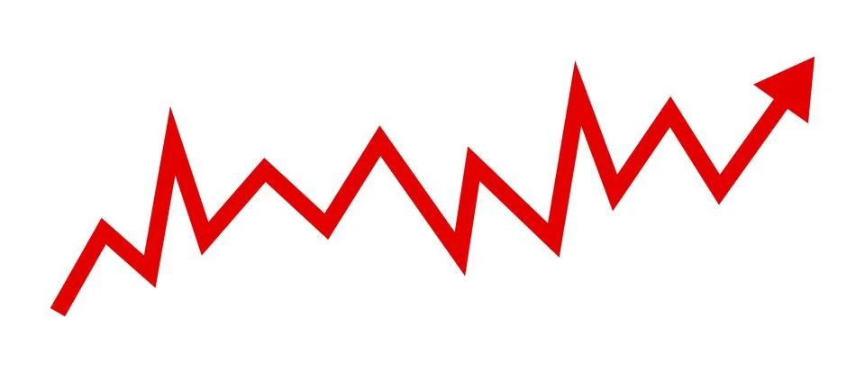 Red arrow moving upward representing business growth Stock Illustration