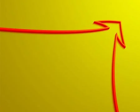Red arrow outline on yellow background Stock Illustration
