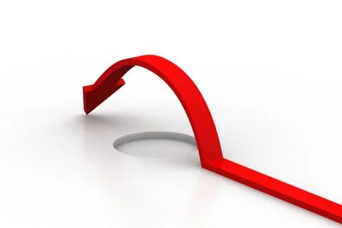 Red arrow overcome the obstacle Free Stock Illustration