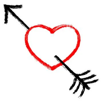 Red Arrow Piercing Black Heart Illustrazione stock