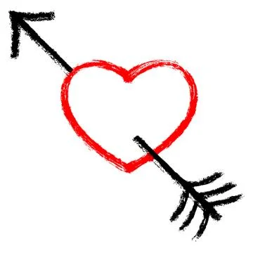 Red Arrow Piercing Black Heart Illustrazione stock