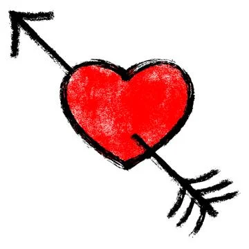 Red Arrow Piercing Heart Stock Illustration