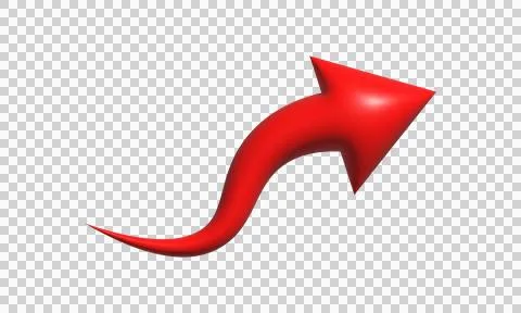 Red arrow pointing up. Curved 3D direction sign indicating growth and success Stock Illustration