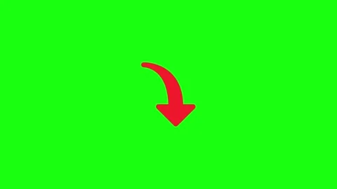 Red arrow pointing down green screen Stock Footage 315726612