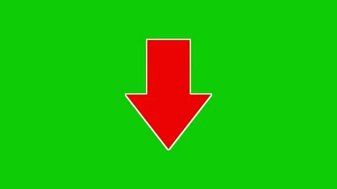 Red arrow pointing down on green screen. Stock Footage 336332736